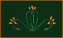 Orange and green abstract flower pattern